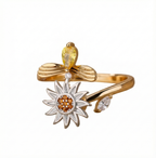 Anillo Anti-Estrés de acero inoxidable con ajuste universal, chapado en oro de 18K, diseñado para ayudarte a liberar tensión de forma discreta y elegante.