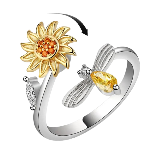 Anillo Anti-Estrés de acero inoxidable con ajuste universal, chapado en oro de 18K, diseñado para ayudarte a liberar tensión de forma discreta y elegante.